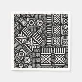 Ethnisch-afrikanisches Muster - Schwarz und Weiß # Serviette (Vorderseite)