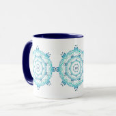 ethnisch aquamarine Mandala. Blumenkrone Tasse (Vorderseite Links)