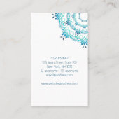 ethnisch aquamarine Mandala. Text. Square-Visitenk Visitenkarte (Rückseite)