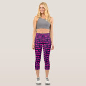 Ethnisch-asiatische Elefanten Blue Pink Capri Leggings (Vorderseite)