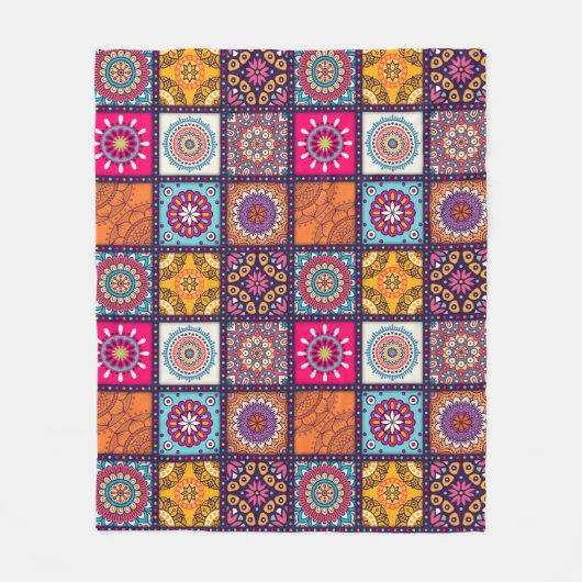 Ethnisch bedruckte Mandala-Muster Fleecedecke (Vorderseite)