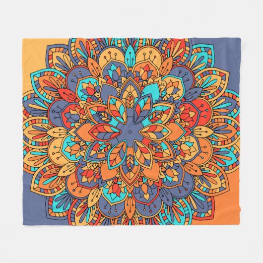 Ethnisch bedruckte Mandala-Muster Fleecedecke (Vorderseite (Horizontal))