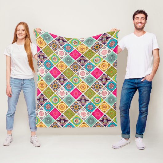 Ethnisch bedruckte Mandala-Muster Fleecedecke (Beispiel)