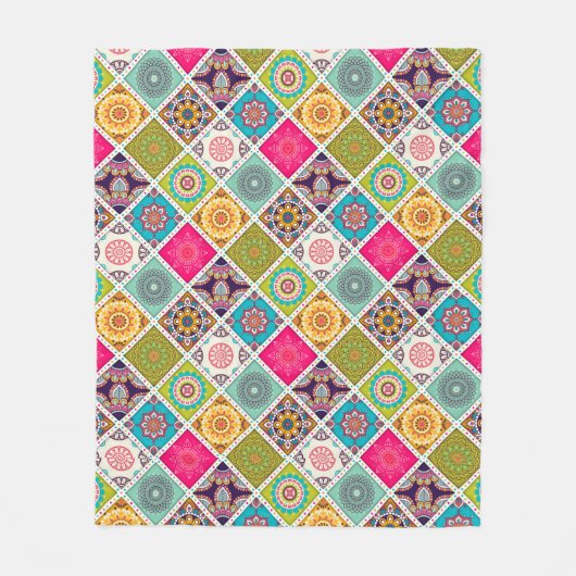 Ethnisch bedruckte Mandala-Muster Fleecedecke (Vorderseite)