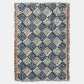 Ethnisch-beige-blaues Flickwerk. Decke (Vorderseite Vertikal)