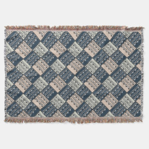 Ethnisch-beige-blaues Flickwerk. Decke