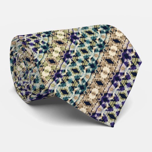 Ethnisch blau, beige Ikat Krawatte (Gerollt)
