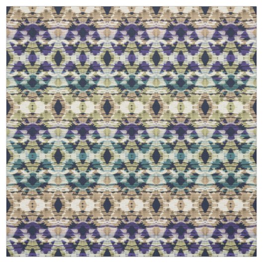 Ethnisch blau, beige Ikat  Stoff (Muster)