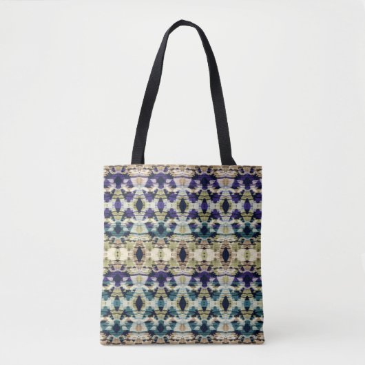 Ethnisch blau, beige Ikat Tasche (Vorderseite)