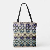 Ethnisch blau, beige Ikat Tasche (Rückseite)