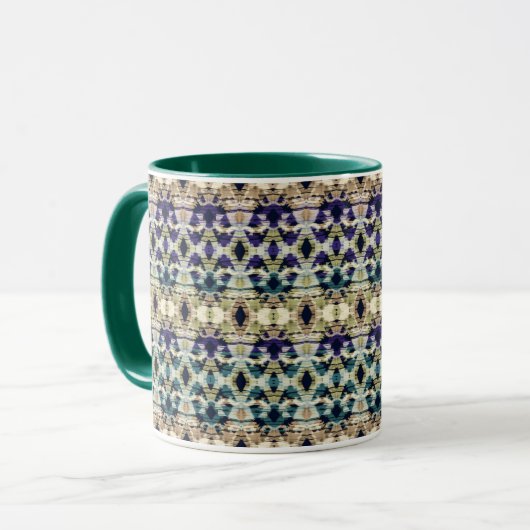 Ethnisch blau, beige Ikat Tasse (Vorderseite Links)