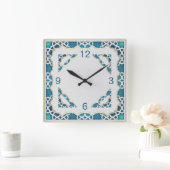 Ethnisch blau quadratische wanduhr (Zuhause)