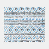 Ethnisch blau, weiß, nahtloser Hintergrund. Fleecedecke (Vorderseite (Horizontal))