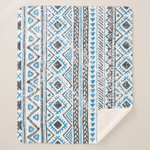 Ethnisch blau, weiß, nahtloser Hintergrund. Sherpadecke