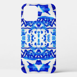 Ethnisch-blaues Aquarellmuster Case-Mate iPhone Hülle