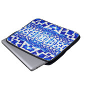 Ethnisch-blaues Aquarellmuster Laptopschutzhülle (Vorne Knopf)