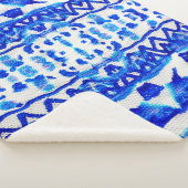 Ethnisch-blaues Aquarellmuster Sherpadecke (3/4)