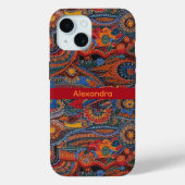 Ethnisch Boho Farbige Muster Rot Blau & Gold Case-Mate iPhone Hülle (Rückseite)