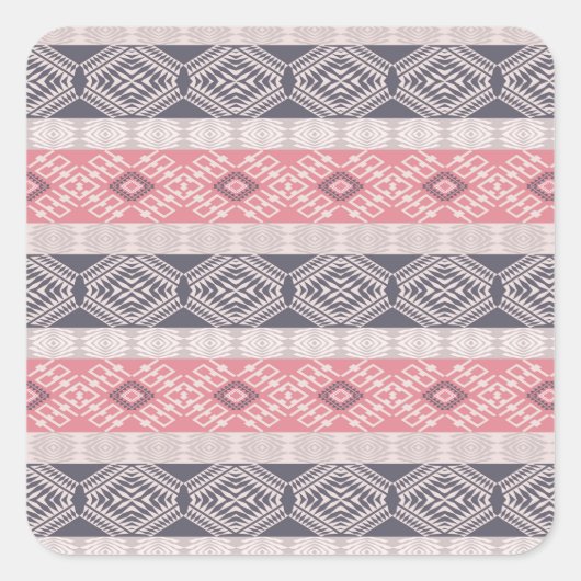Ethnisch-boho Stil geometrische Muster. Quadratischer Aufkleber (Vorderseite)