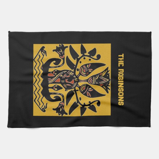 Ethnisch-ethnisches Tattoo-Muster Geschirrtuch (Horizontal)