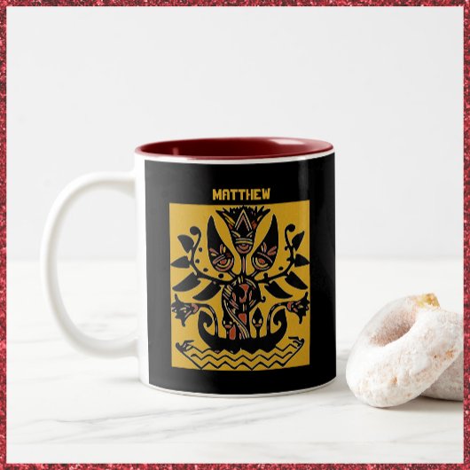 Ethnisch-ethnisches Tattoo-Muster Zweifarbige Tasse