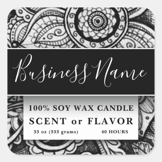 Ethnisch-exotisches Schwarz-Weiß-Etikett für Leben Quadratischer Aufkleber (Vorderseite)