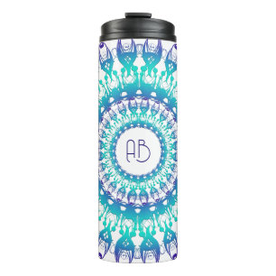 Ethnisch-florale Mandala.monogramm Thermosbecher