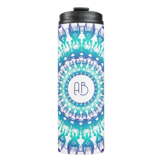 Ethnisch-florale Mandala.monogramm Thermosbecher (Vorderseite)