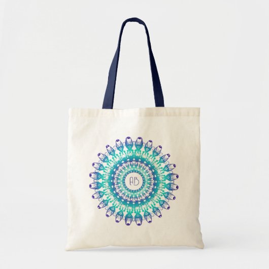 Ethnisch-florale Mandala.monogramm Tragetasche (Vorne)