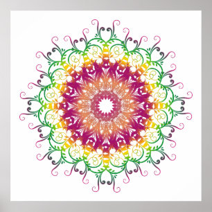ethnisch florale Multicolor mandala. Poster