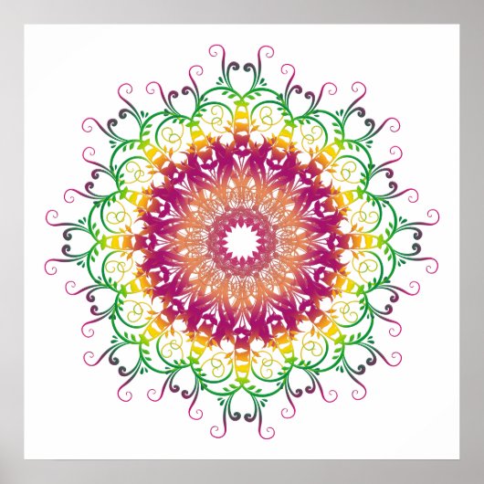 ethnisch florale Multicolor mandala. Poster (Vorne)