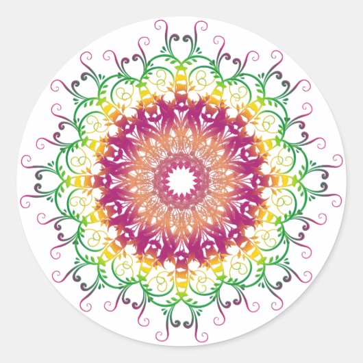 Ethnisch florale Multicolor mandala. Runder Aufkleber (Vorderseite)