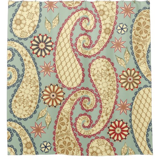 Ethnisch florale, paisley Vintage Stil. Duschvorhang (Vorderseite)