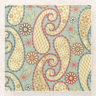 Ethnisch florale, paisley Vintage Stil. Glasuntersetzer