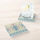 Ethnisch-florale Stoffe: Nahtlose Eleganz Glasuntersetzer (Schrägansicht)