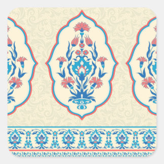 Ethnisch-florale Stoffe: Nahtlose Eleganz Quadratischer Aufkleber
