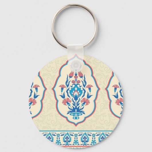 Ethnisch-florale Stoffe: Nahtlose Eleganz Schlüsselanhänger (Vorderseite)