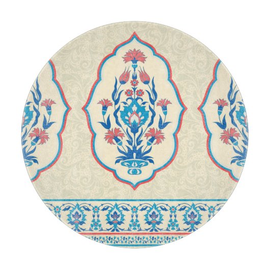 Ethnisch-florale Stoffe: Nahtlose Eleganz Schneidebrett (Vorderseite)