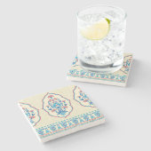 Ethnisch-florale Stoffe: Nahtlose Eleganz Steinuntersetzer (Seitenansicht)