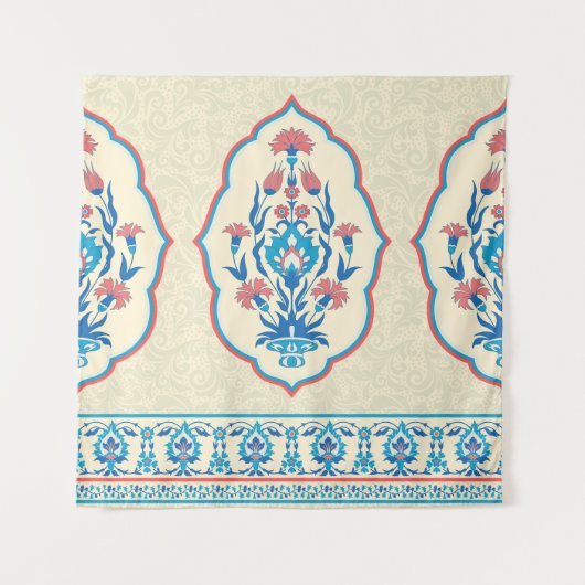 Ethnisch-florale Stoffe: Nahtlose Eleganz Wandteppich (Vorderseite)