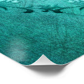 Ethnisch florale türkis Grunge mandala. Poster (Ecke)