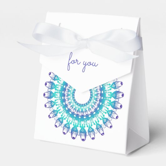 Ethnisch florale Türkis Mandala. Geschenkschachtel (Vorderseite)