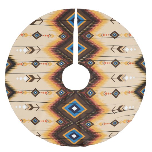 Ethnisch geometrisch: abstraktes Musterdesign. Polyester Weihnachtsbaumdecke (Vorderseite)