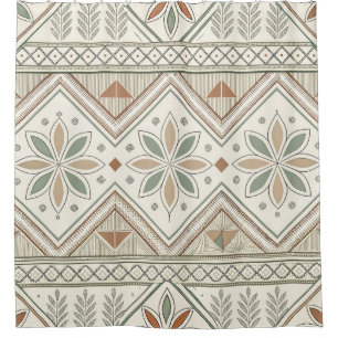 Ethnisch geometrisches, florales, nahtloses Muster Duschvorhang