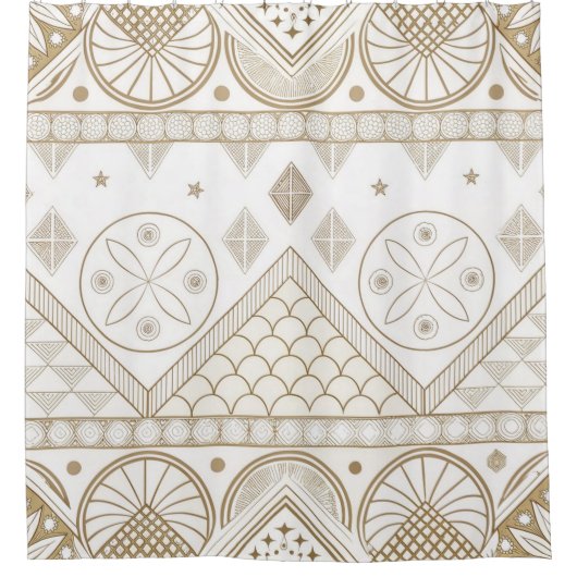 Ethnisch geometrisches, florales, nahtloses Muster Duschvorhang (Vorderseite)