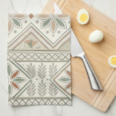 Ethnisch geometrisches, florales, nahtloses Muster Geschirrtuch (Viertel Falte)