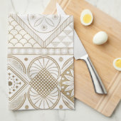 Ethnisch geometrisches, florales, nahtloses Muster Geschirrtuch (Viertel Falte)