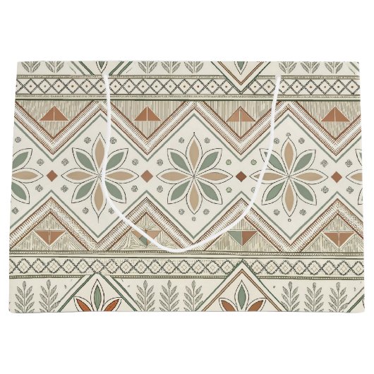 Ethnisch geometrisches, florales, nahtloses Muster Große Geschenktüte (Vorderseite)