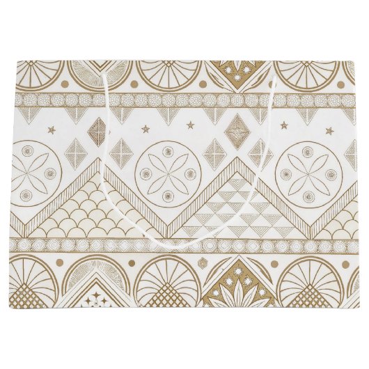 Ethnisch geometrisches, florales, nahtloses Muster Große Geschenktüte (Vorderseite)