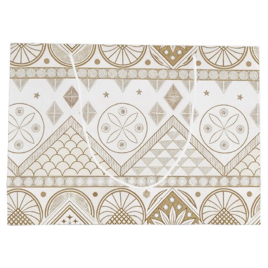 Ethnisch geometrisches, florales, nahtloses Muster Große Geschenktüte (Rückseite)